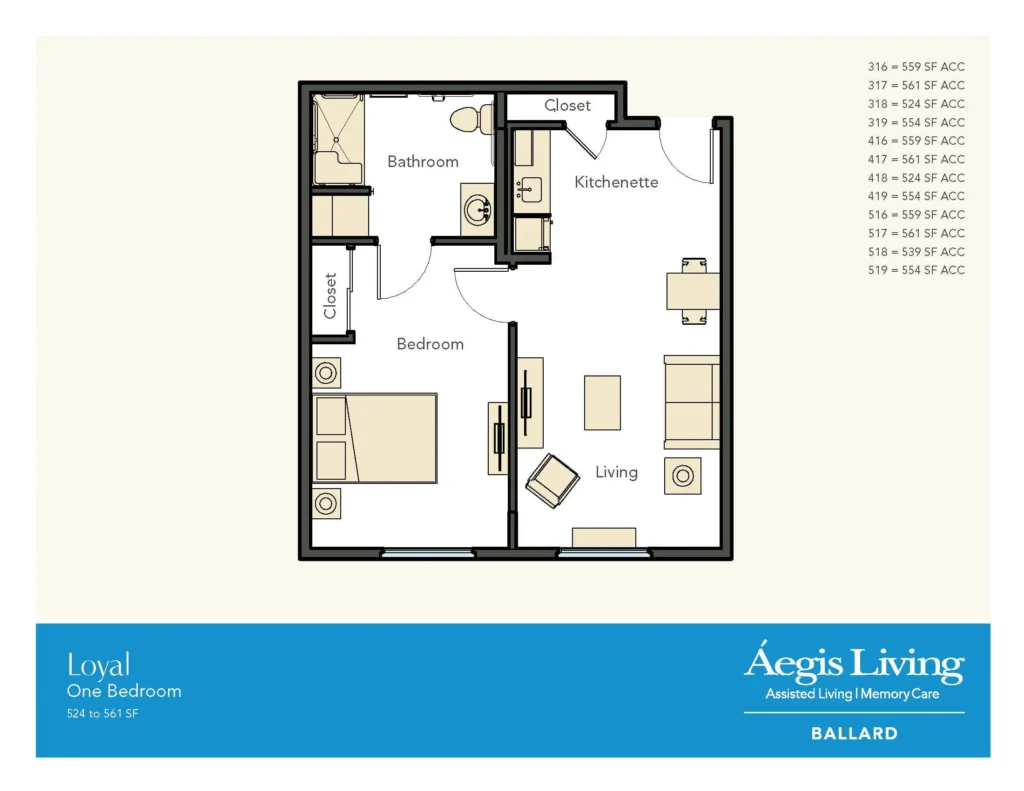 One Bedroom floor plan