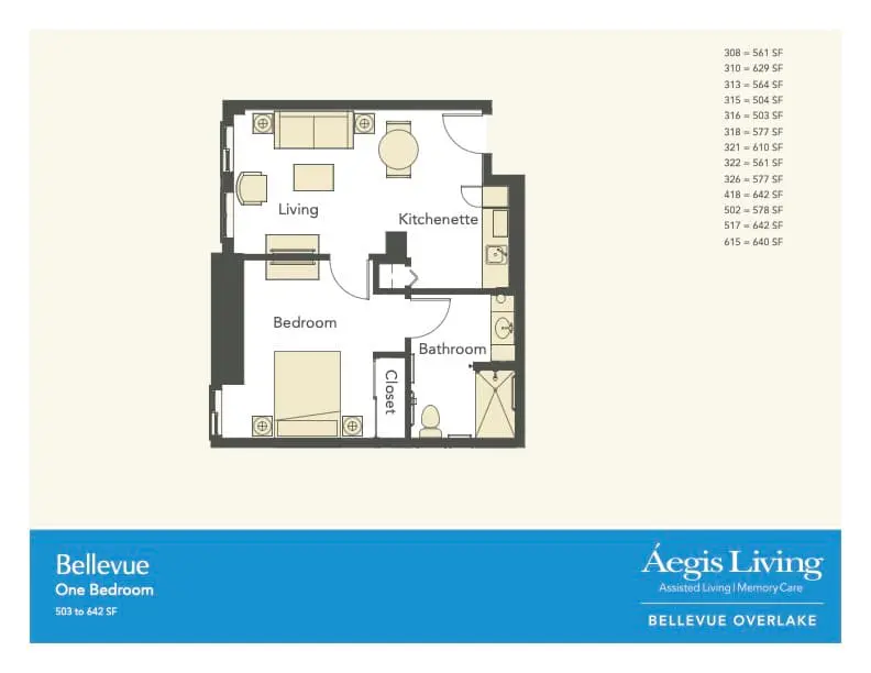 One Bedroom · Plan 3 floor plan