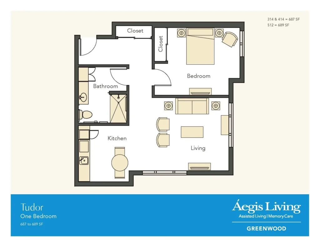 One Bedroom · Plan 3 floor plan