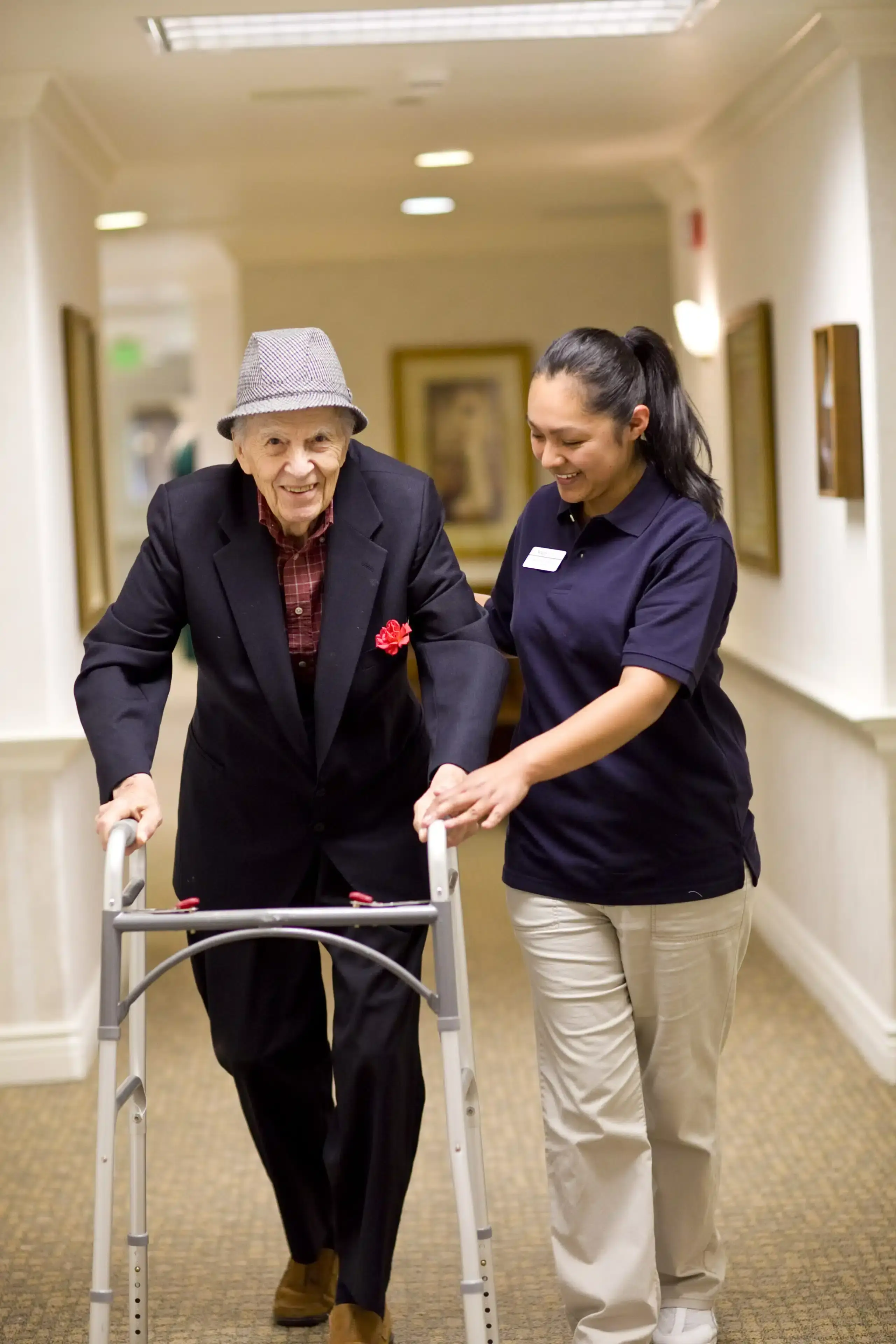 Caregiver supporting resident
